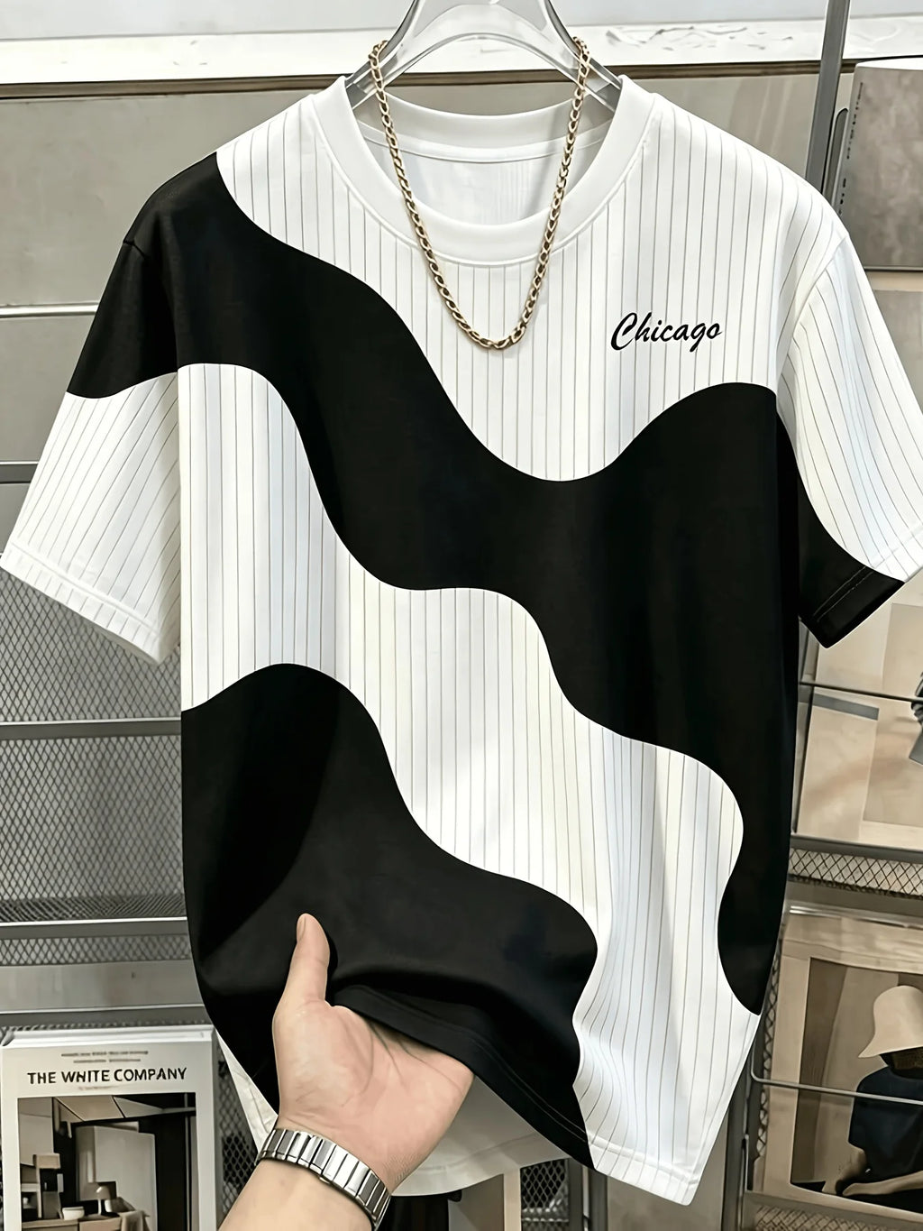 Men Mesh Sports T‑Shirt Abstract Patchwork Print O‑Neck Short Sleeve Loose Breathable Summer Casual Top