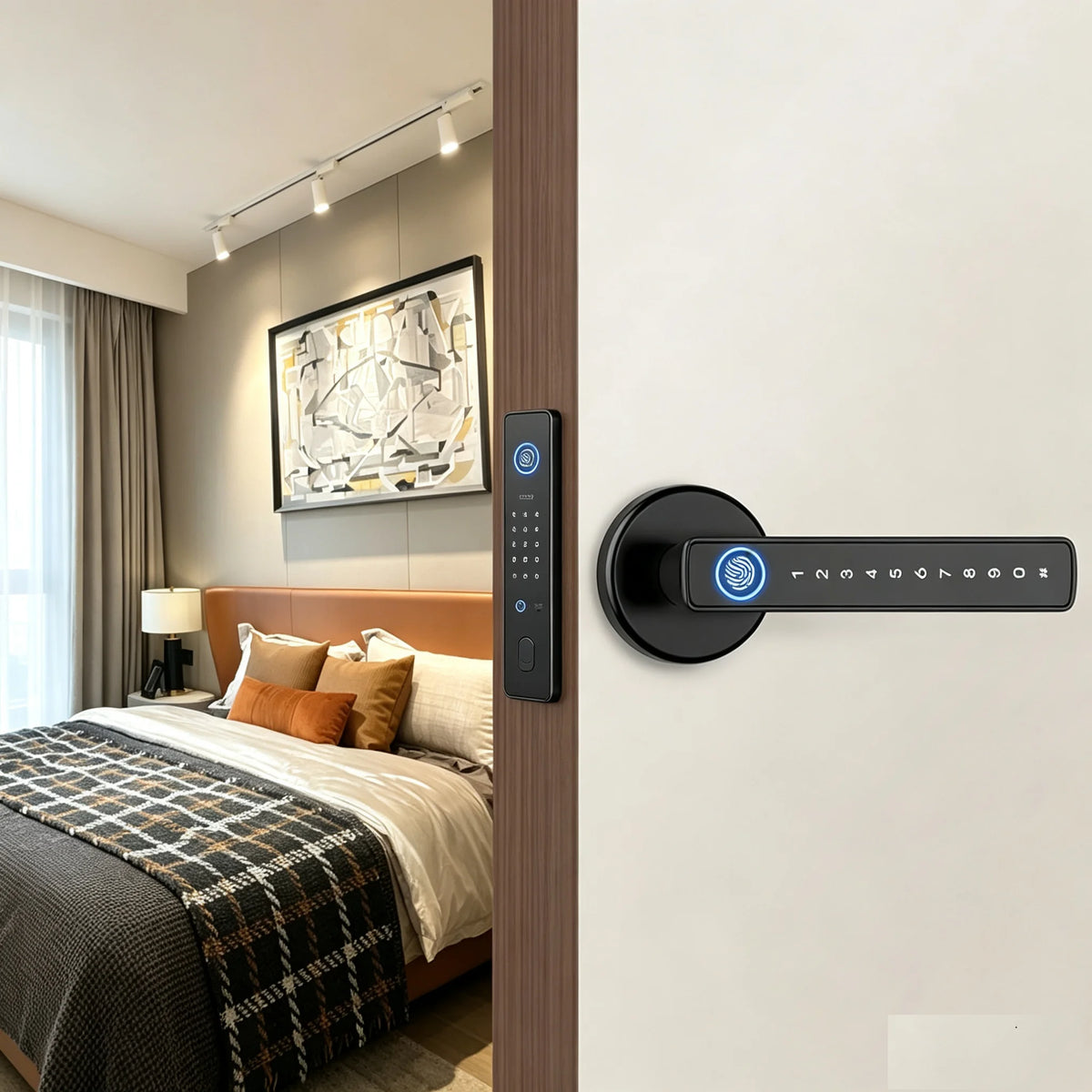 HTMCKM5 Smart Fingerprint Door Lock - Digital Electronic Lock with Password Key IC Card Tuya BLE Smartlife APP Unlock