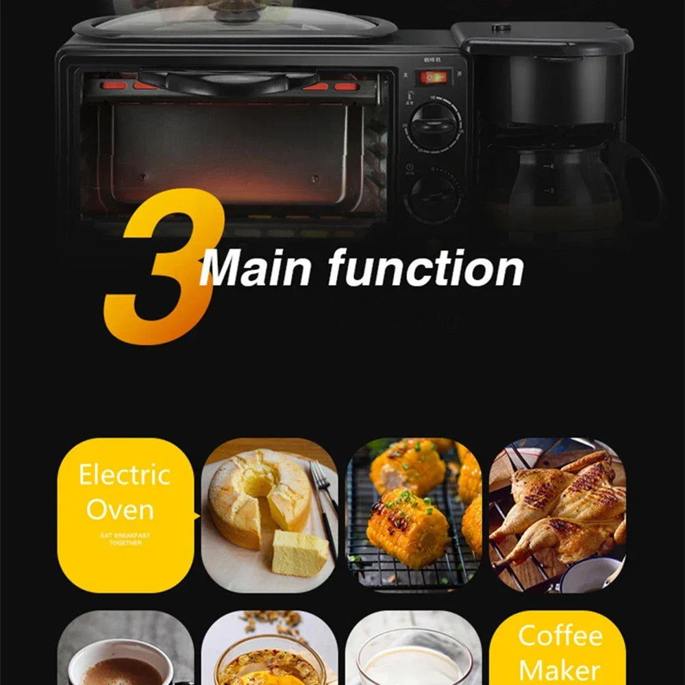 3 in 1 Breakfast Machine. Toaster. Coffee Machine. Oven. Kitchen Oven. Kitchen Appliances.