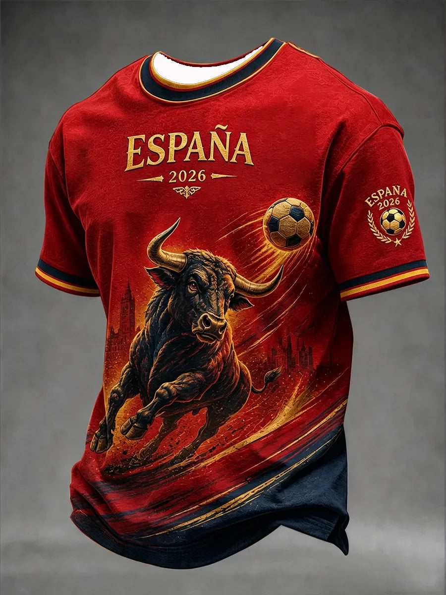 2026 Edition Spanish Fans Football Training T-Shirt - 3D Digital Printing - Comfortable and Breathable - Family Clothing