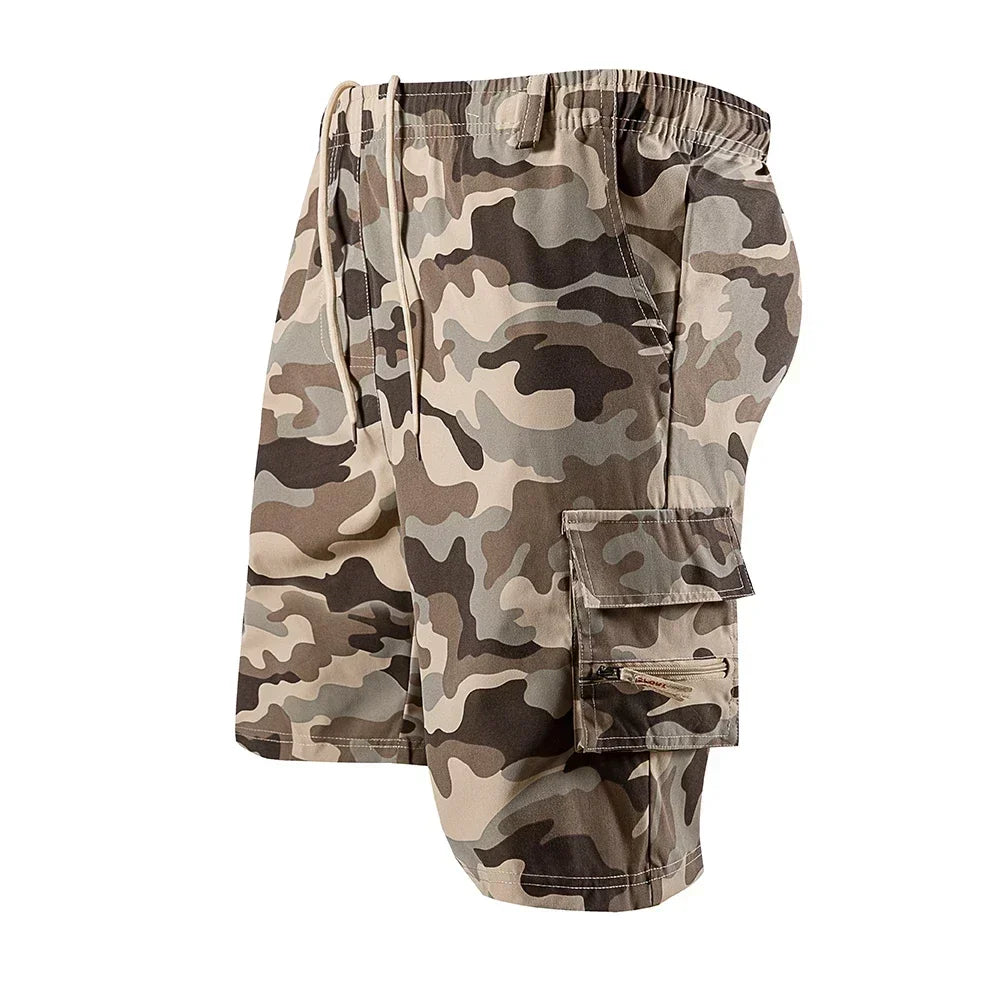 Men's Camouflage Cargo Shorts Casual Loose Work Tooling Shorts Summer Male's Outdoor Multi-pockets Knee Length Short Pants S-3XL