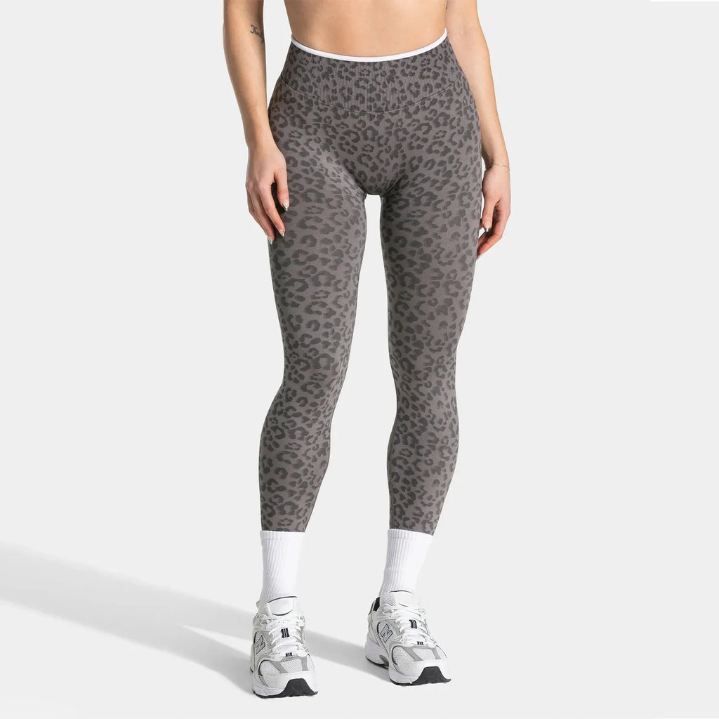 NO LOGO Women leopard print yoga fitness suit, contrasting edge sports bra high waisted leggings running cycling headband