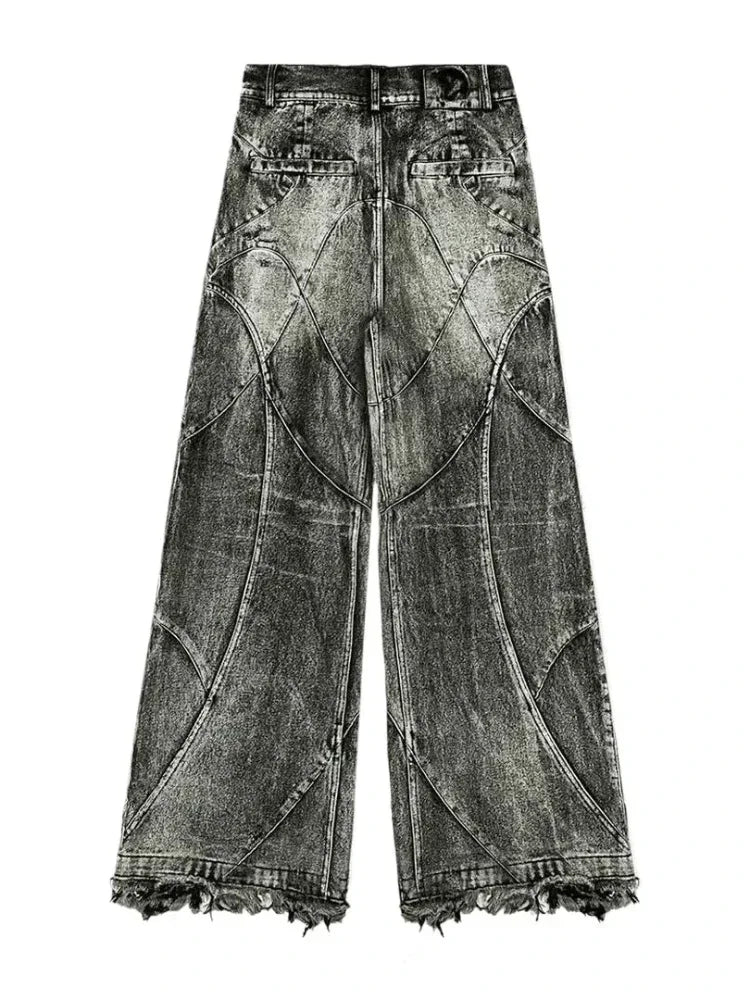Vintage Y2k Streetwear Punk Hip Hop Jeans Women Pants Grunge Baggy Ripped Denim Trousers Gothic Distressed Wide Leg Jeans Goth