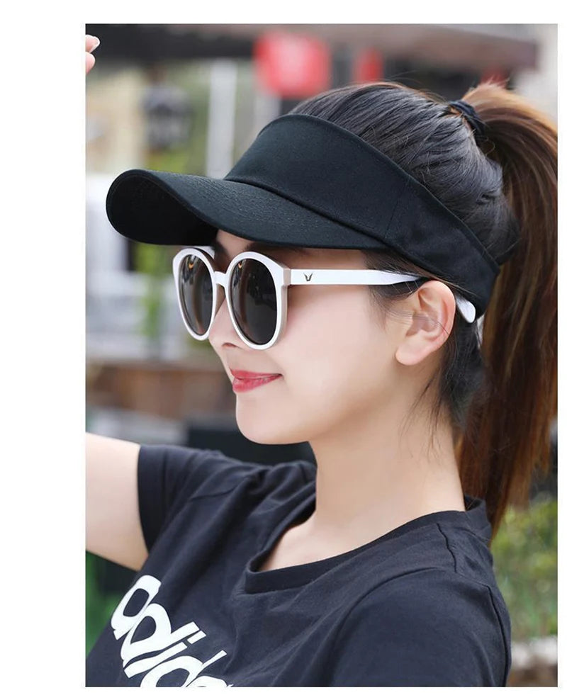 Sun Hat Women Baseball Cap Summer White Sun-Proof Caps Empty Top Visors Seaside Outdoor Sport Tennis Golf Hat