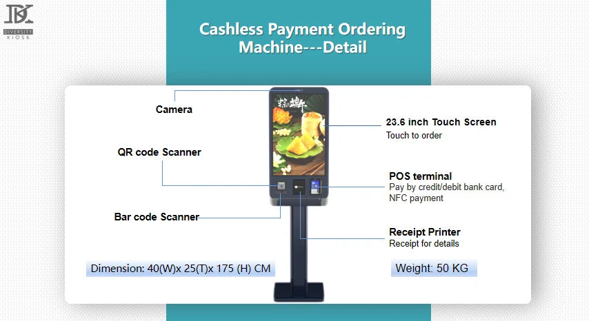 Self-service Kiosk Touch Screen Fast Food Payment All in One Self-order Kiosk  Debit Credit Card Payment with POS
