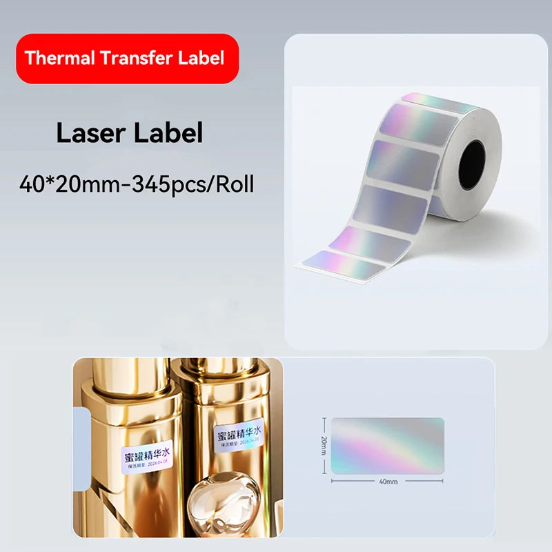 For NiiMBOT M2 Transfer Label Printer White Transparent Dazzling Color Label Sticker Paper Adhesive for Office/Outdoor Keep Long