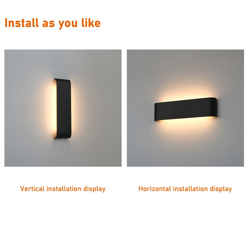 12W LED Wall Lamp Staircase Light Mirror Light Rectangle Bedroom Bedside Wall Light Indoor Sconce Fixture Living Room Decoration