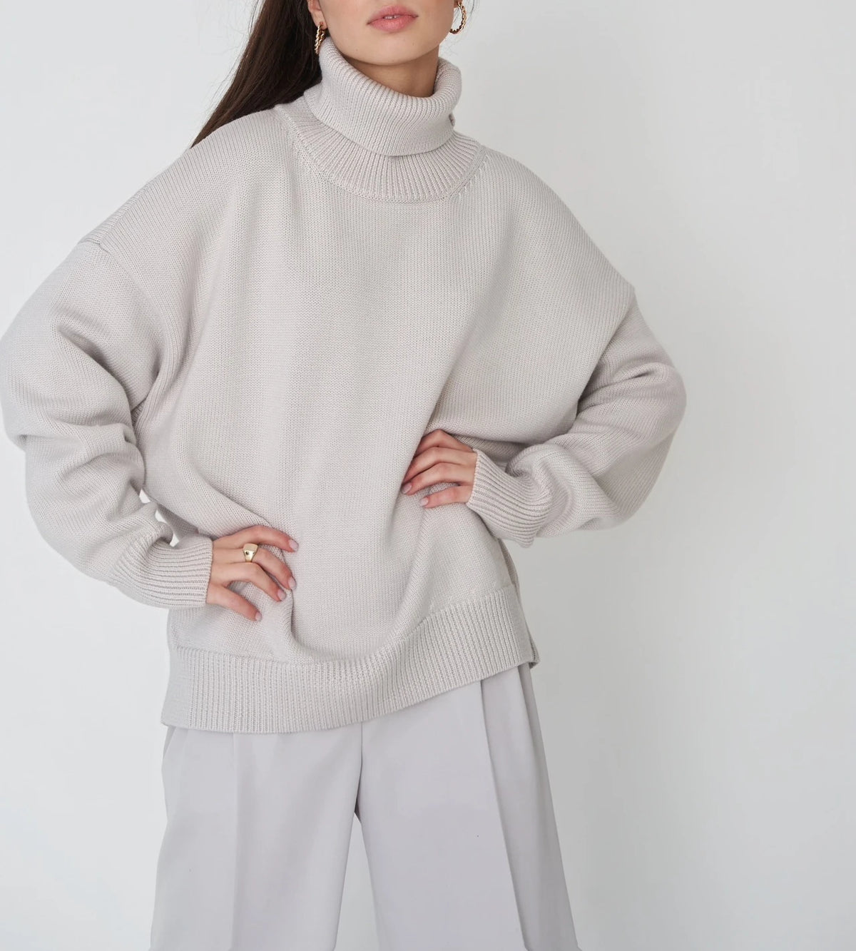 Bornladies Women Turtleneck Sweater CHIC Autumn Winter Thick Warm Pullover Top Oversized Casual Loose Knitted Jumper Female Pull