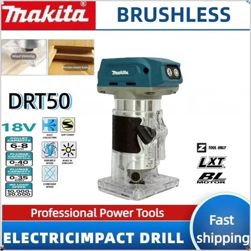 Makita DRT50 Cordless Trimmer Rechargeable Trimming Machine Brushless Slotting Tool Milling Woodwork Engraving Machine