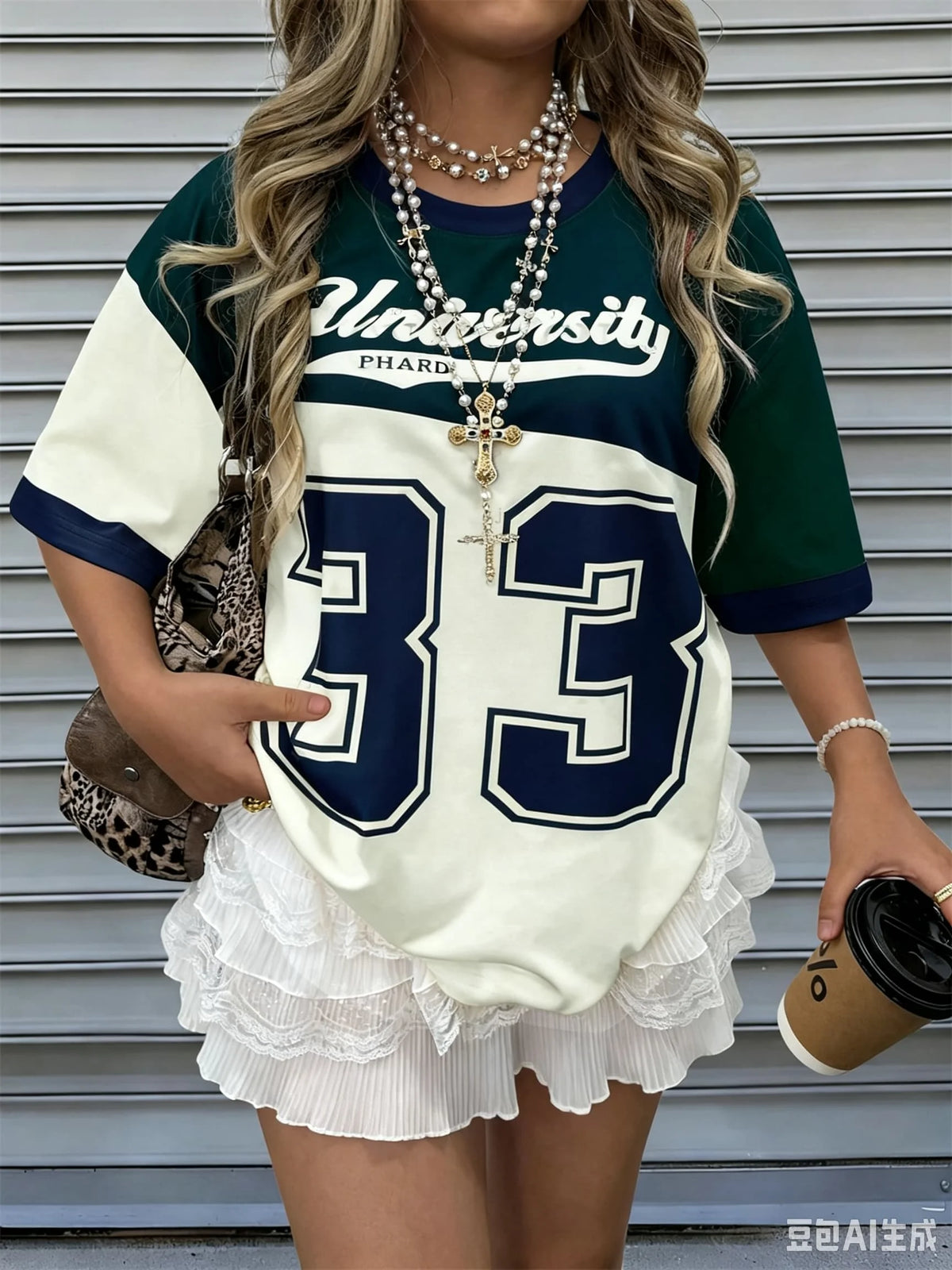 Women'S O-Neck Color Blocking Street Sportswear Jersey T-Shirt Loose&Breathable Tee Fashionable Sexy Ladies' Graphic T-Shirts