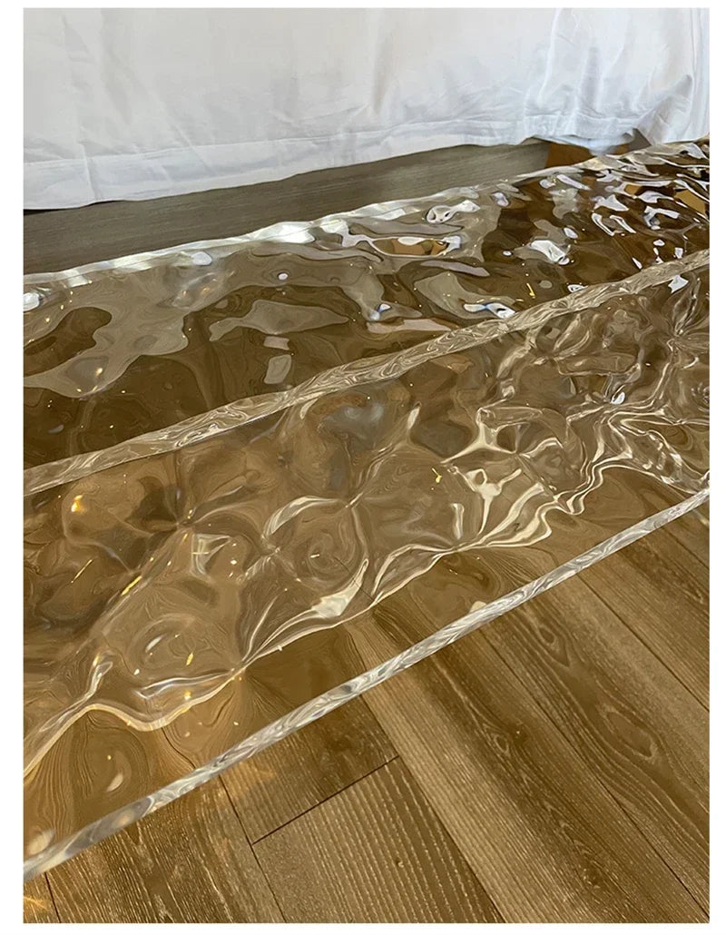 Nordic Acrylic Shoe Changing Stools Transparent Bench Water Ripple Bed End Stool for Bedroom Light Luxury Living Room Furniture