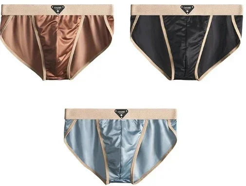 Men's Briefs Ice Silk Satin-like Briefs Men's Underpants Summer Breathable Quick Drying Panties Sexy U Pouch Underwear