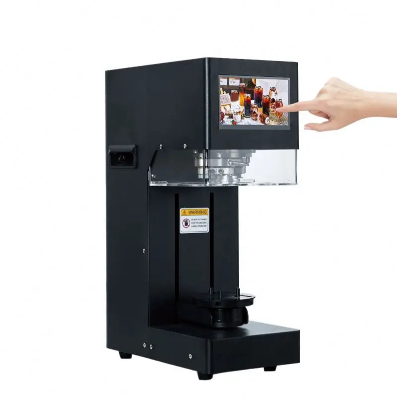 New Arrival Full Automatic Lifting PET Can Sealing Machine Bubble Tea Coffee Juice Cup Aluminum Can Seamer With Touch Panel