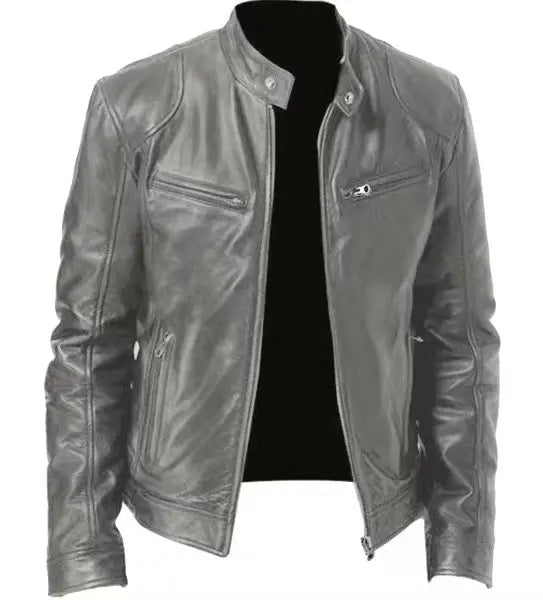 9XL Leather Men's Sports Leather Motorcycle Leather Jacket Stand Up Collar Fashionable Sports Plus Size Autumn Winter Windproof