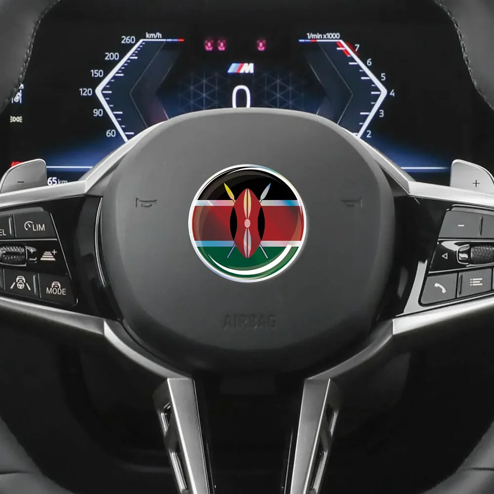 Kenya Latvia Romania Flag Laser 3D Epoxy Resin Car Stickers Car Window Steering Wheel Center Console Panel Motorcycle Fuel Tank