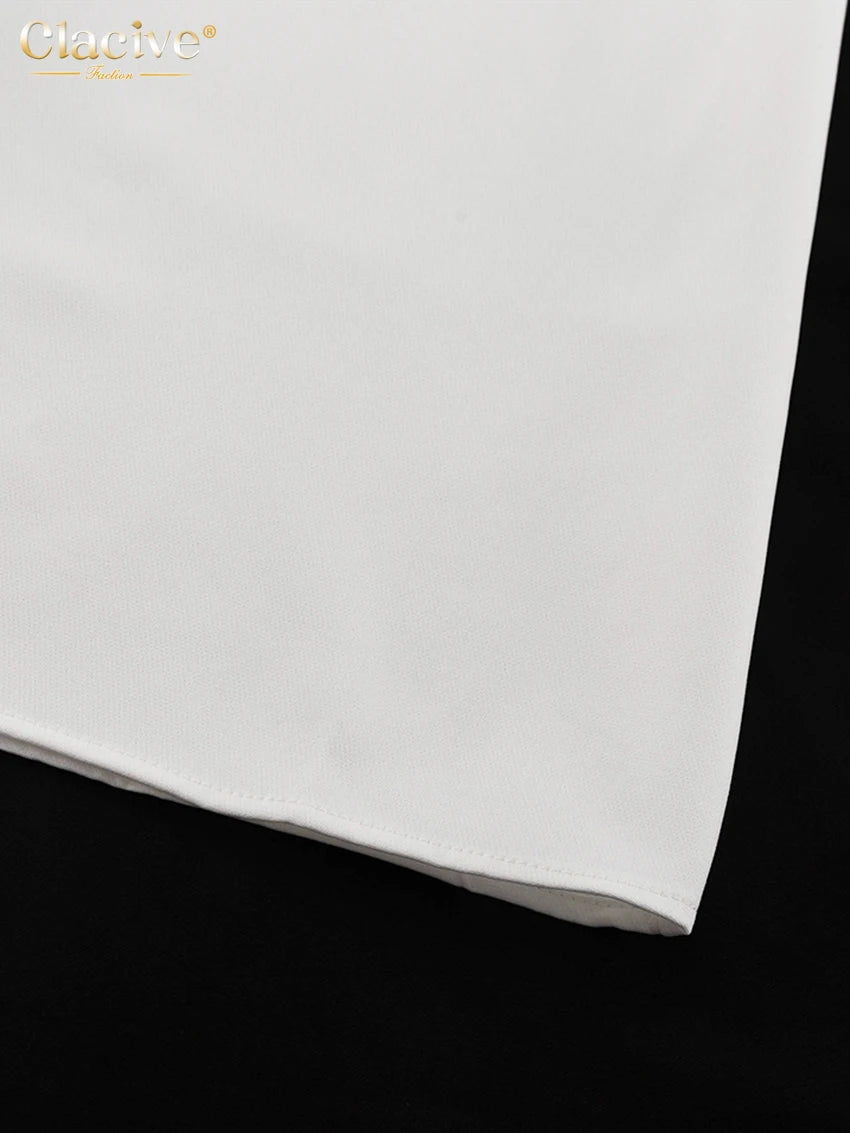 Clacive Summer Loose White 2 Piece Sets Woman Outfit 2025 Fashion Sleeveless Tank Top With High Waist Long Skirt Set Streetwear