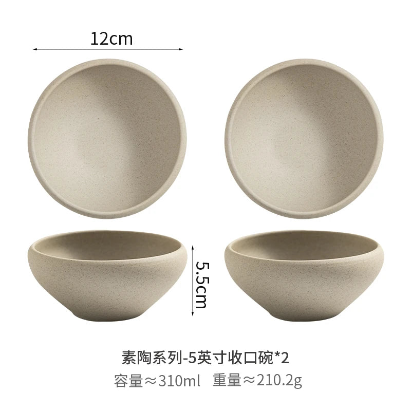 Retro Ceramic Soup Bowl Yogurt Bowl Rice Bowl Oatmeal Bowl Home Use Thick Earthenware Vintage Style Dining Utensils