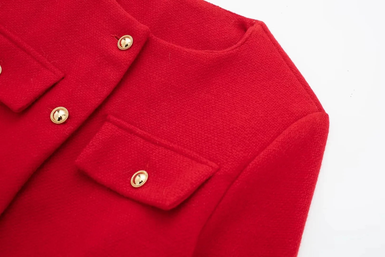 HH Women Vintage Solid Coat Button Long Sleeve O Neck Jacket With Pocket 2024 Spring Elegant Female Casual Outerwear Jakcet