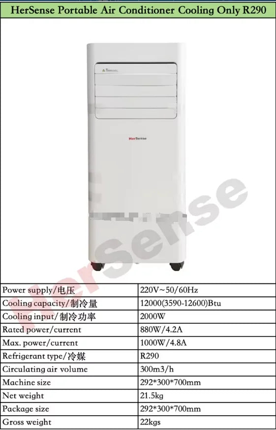 2026 Portable 12000BTU Air Conditioner - 220V R290 Eco-Friendly Mini Cooler with 1.5HP Cooling Power