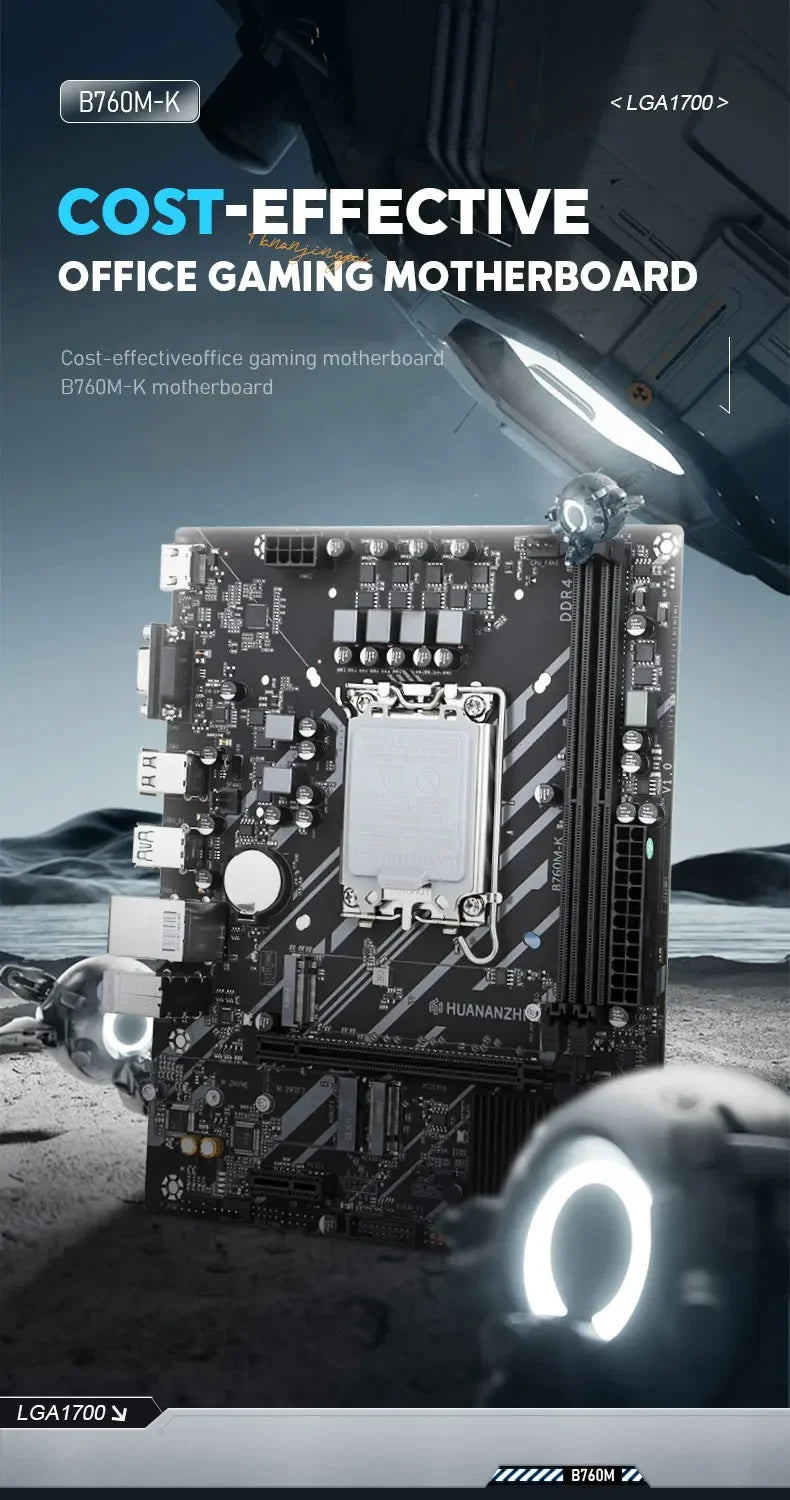 HUANANZHI B760M-K Motherboard Set Intel Core I5 12400F 13400F 14400 CPU DDR4 16GB 32GB RAM DIY Gaming PC Kit Combo
