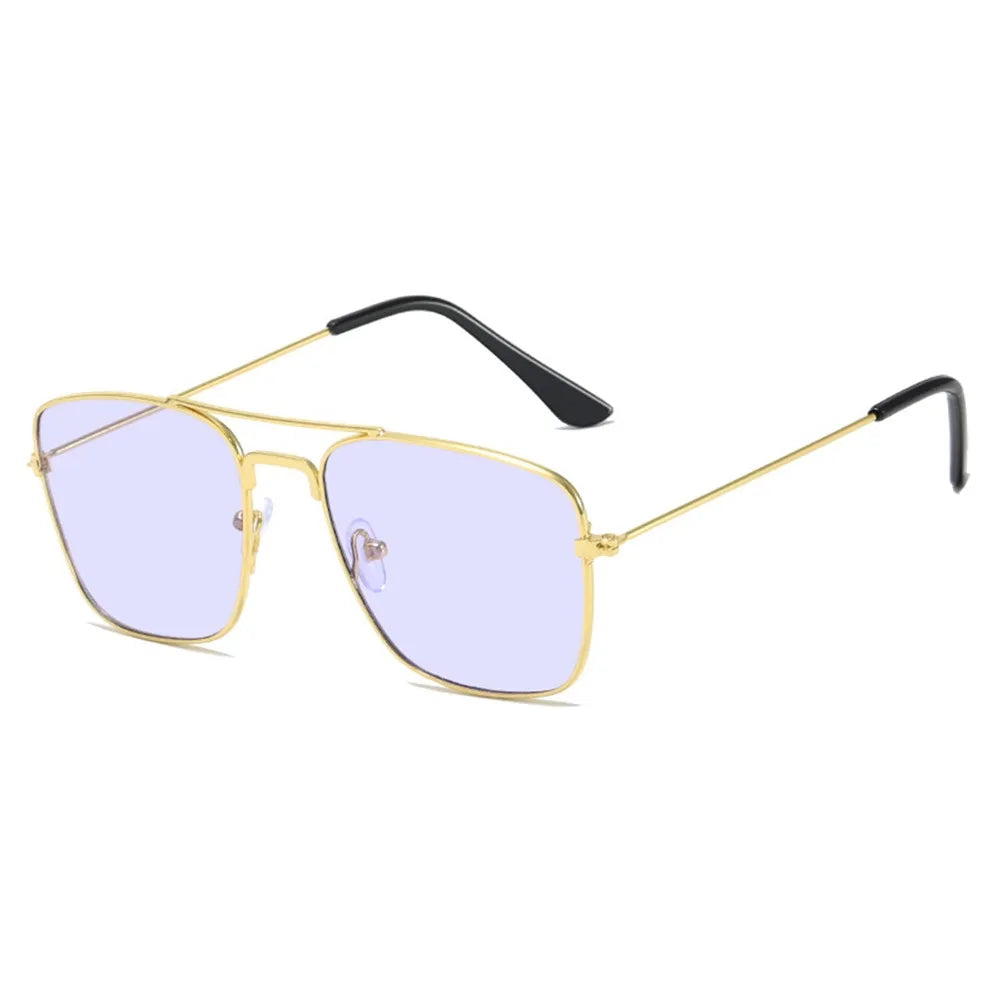 1 Pcs Trendy Metal Double Bridge Fishing Sunglasses Colored UV400 Ocean Lens Shades Square Metal Sunglasses for Men & Women