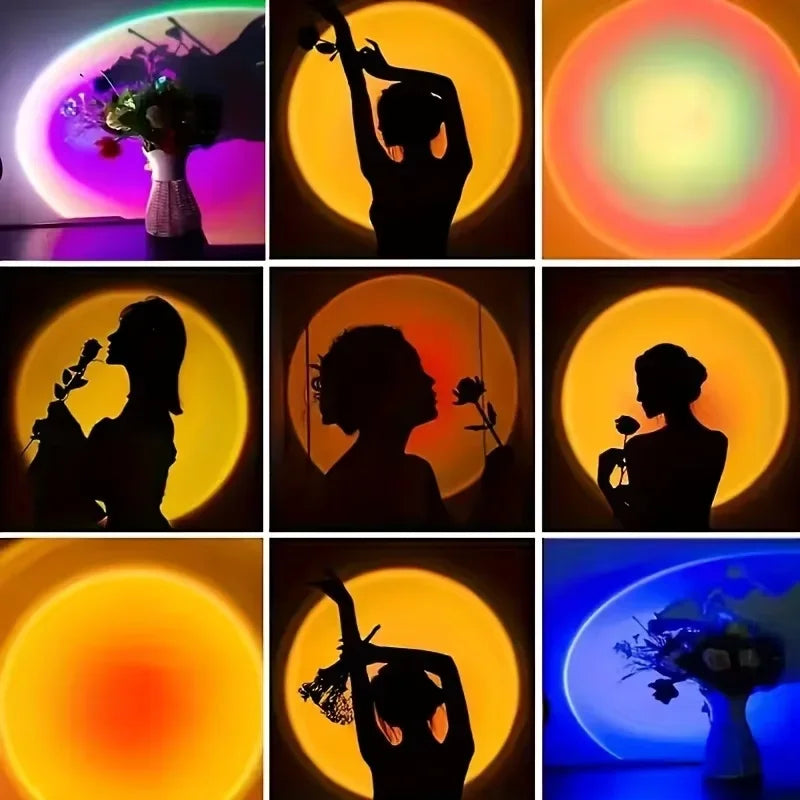 Sunset Light Projection Light With Remote Control 16-Color Night Light RGB Color Changing LED Light Bedroom Photography Prop
