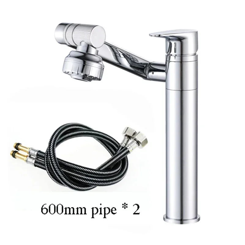 1080° Swivel Bathroom Sink Faucet Basin Faucet Mixer Deck Mounted Splash Proof Water Tap Shower Head Aerators Tapware