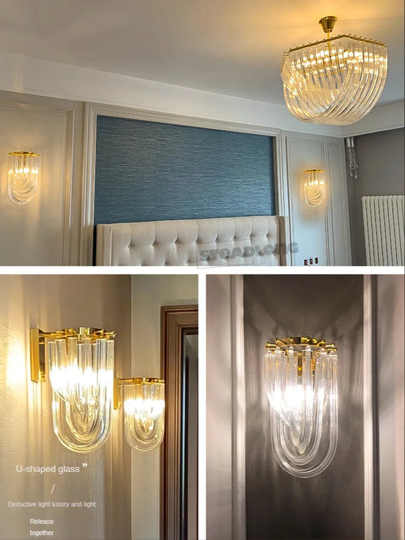 Modern Nordic U -shaped Glass Tube Living Room Chandelier Lighting Luxury Hotel Hall Bedroom Home Decor Suspension Pendant Lamps