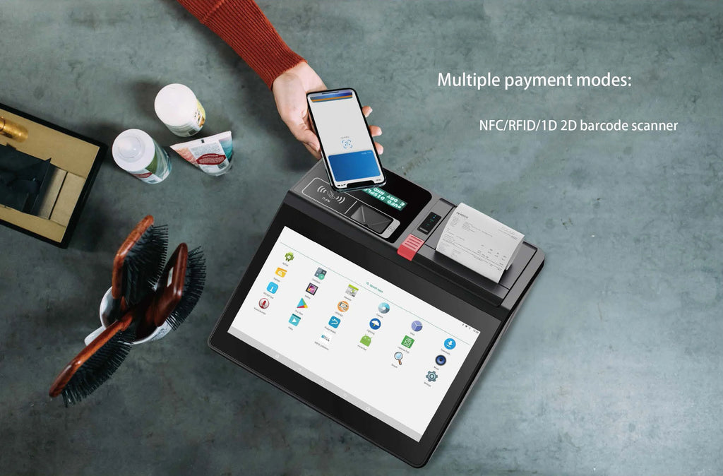 11.6inch Desktop /Wall-mounted Windows & Android Cash Register POS Systems with 80mm Autocutter Thermal Receipt & Label Printer