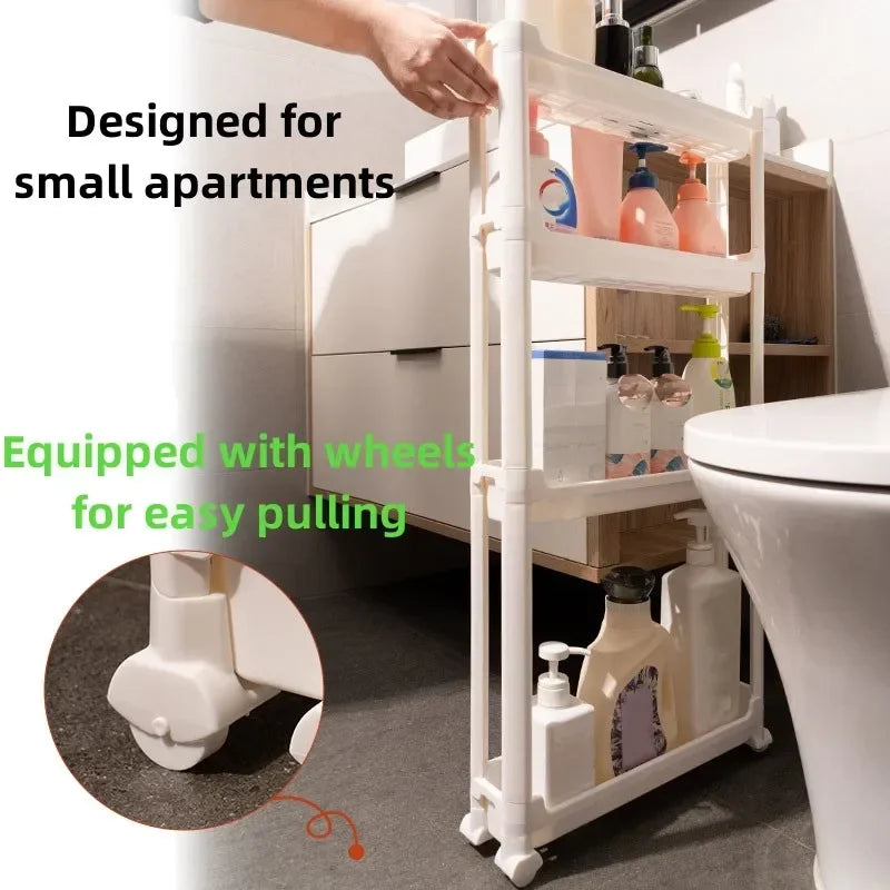 9.5cm Slim 3-Tier Door Gap Storage Cabinet, Narrow Side Shelf, Perfect Organizer for Bathroom & Kitchen Sundries Storage