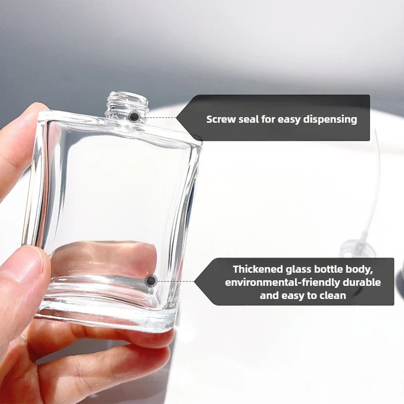 30/50/100ML Square Glass Perfume Bottles Portable Spray Bottle Large Capacity Replacement Empty Wholesale Refillable Containers