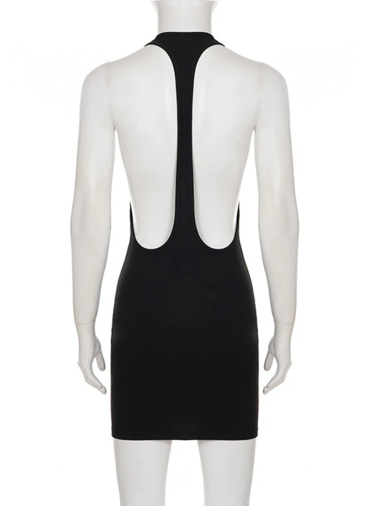 Woman Clothing Sleeveless Backless Solid Black Party Club Dress 2026 Fashion Sexy Hollow Out Package Hip Mini Vacation Dresses