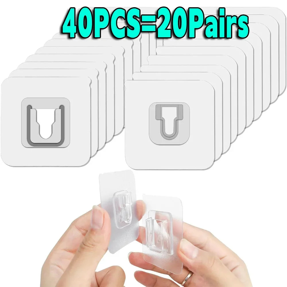 Double-Sided Adhesive Wall Hooks Hanger Strong Transparent Suction Cup Sucker Hooks Kitchen Bathroom Storage Plug Socket 2030