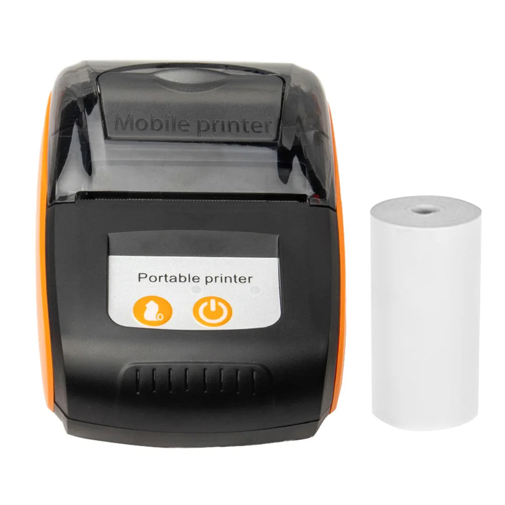 Receipt Printer 58mm Mini Thermal Printing Wireless BT USB Mobile Printer with 2 Inch Thermal Paper Roll for Android/iOS/Windows