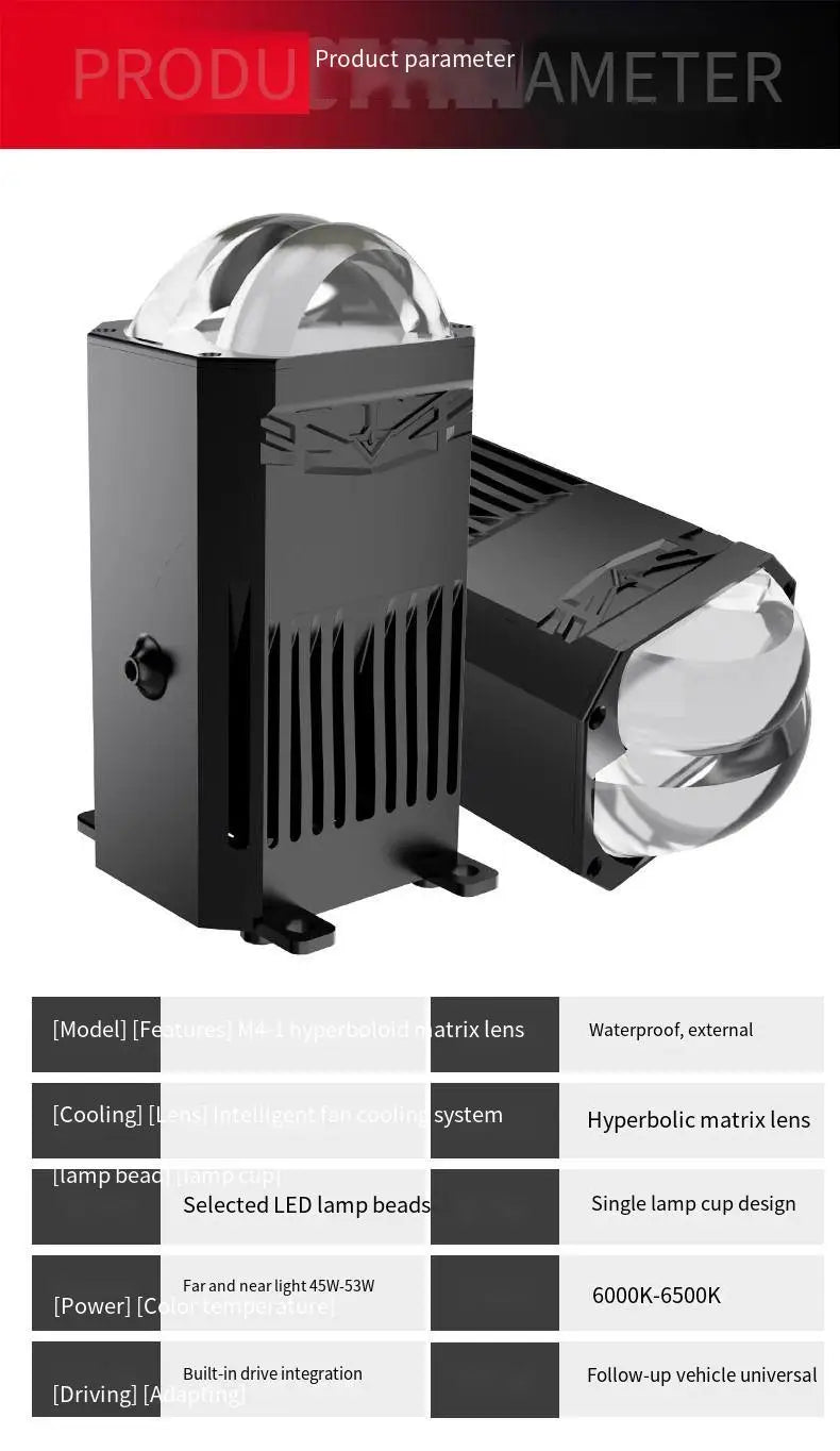 1.8 Inch Matrix Bi LED Projector Lens 12V 50W 6000K-6500K Waterproof for Car Motorcycle