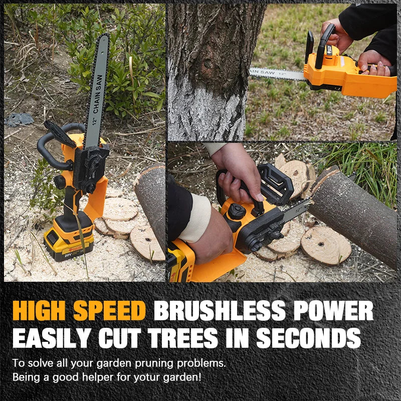 12-inch Two-hand Brushless Electric Chain Saw Automatic Lubrication System Portable Garden Logging Tool For Dewalt 20v Battery