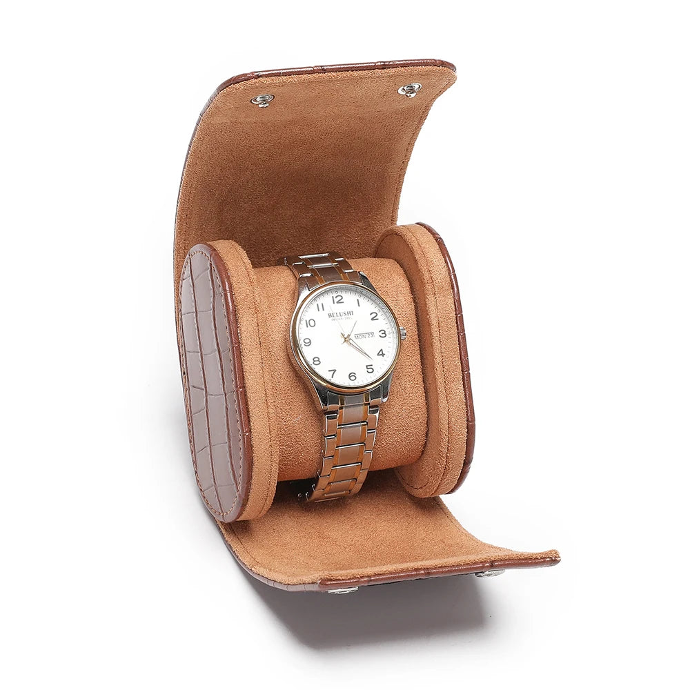 Luxury Crocodile Watch Storage Box Custom Name Travel 1 2 3 Slots Watches Roll Aligator PU Leather Brand Watch Display Case Bag