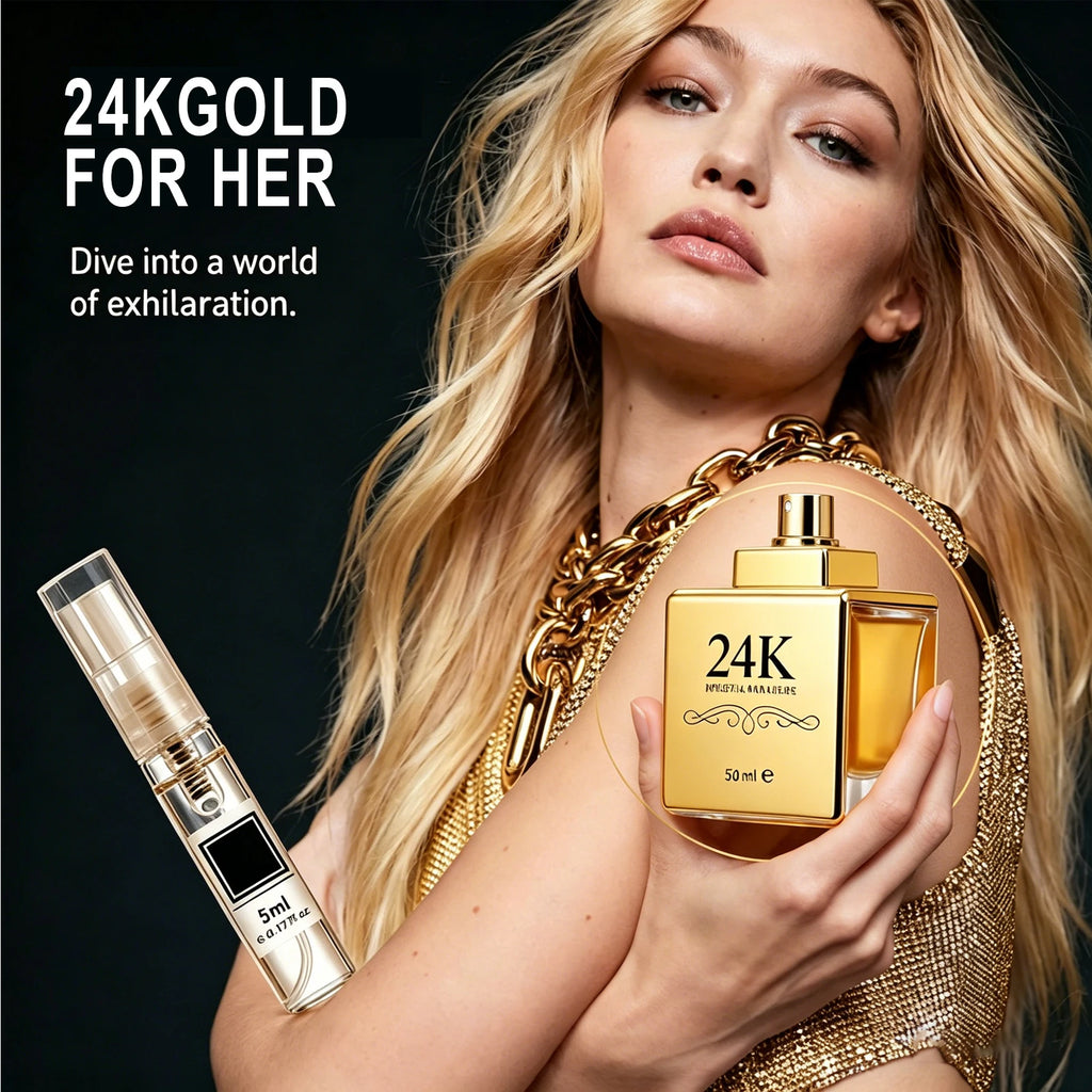 24K Glod Perfume for Women，Long Lasting Perfume Spray，Romantic, Seductive fragrance，Romantic Scent with Notes of Berry and Jasmine。