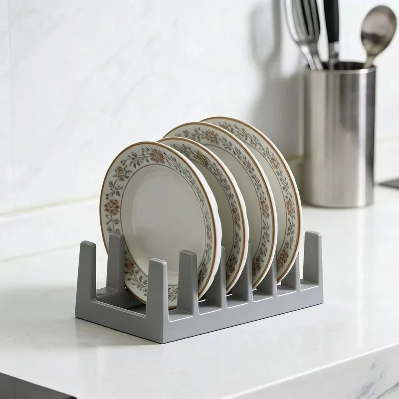 Multifunctional Divided Organizer Rack, Pot Lid Holder, Cutting Board Stand & Desktop Bookshelf for Kitchen & Study