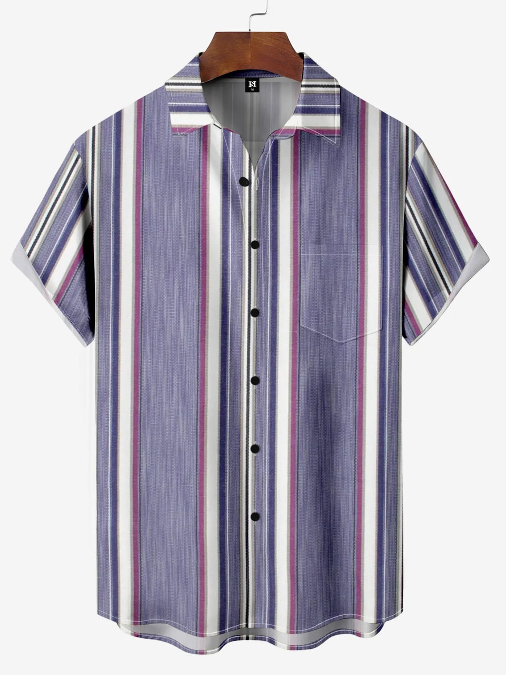 Men's Shirt Short Sleeve Colorful Stripe Print Button Shirt Summer Beach Shirt Camping Shirt Short Sleeve Men's Formal Shirt