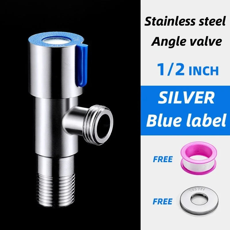 G1/2 Stainless Steel Hot Cold Inlet Valve Toilet Filling Angle Valves Sink Basin Water Heater Faucet for Bathroom Accessories