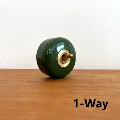 Home Improvement Round Ceramic Retro Toggle Switch 1 Ｗay 2 Way Control Wall Light Rocker Switch