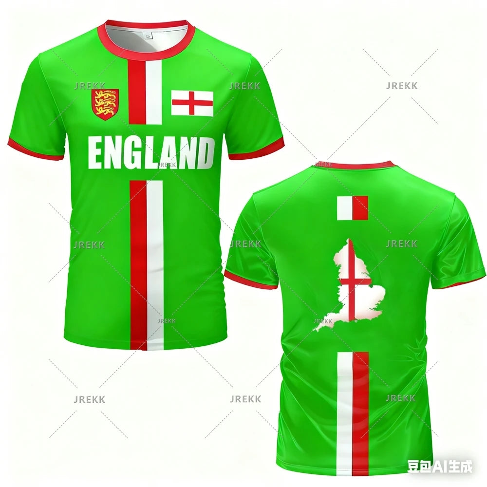 England Football Jersey Men's Sports T-shirts Maillot Football Oversized Quick Dry Tops Unisex Casual Tees Tops Y2k Mens Gifts