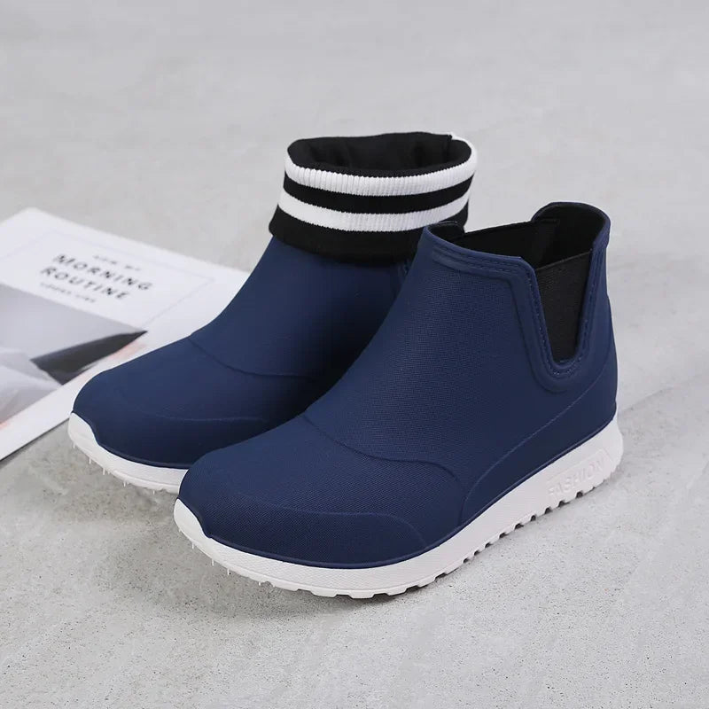 Rain Shoes for Lovers Rubber Shoe Platform Ankle Boots Autumn Winter Slip on Booties Boots for Men Waterproof Work Botas Hombres