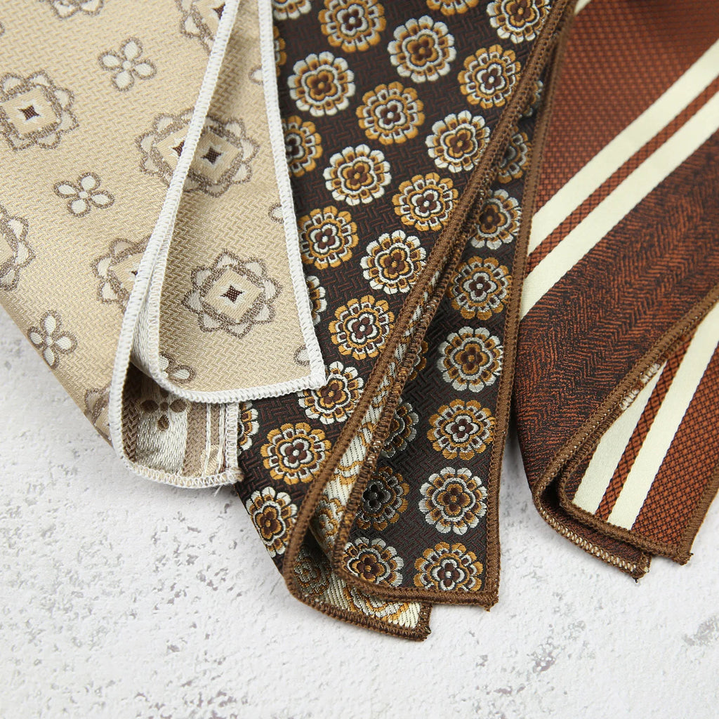 Maillard Men's Suit Pocket Towel Dress Chest Towel Retro Suit Coffee Pattern Small Square Scarf Wedding Fashion 22*22cm