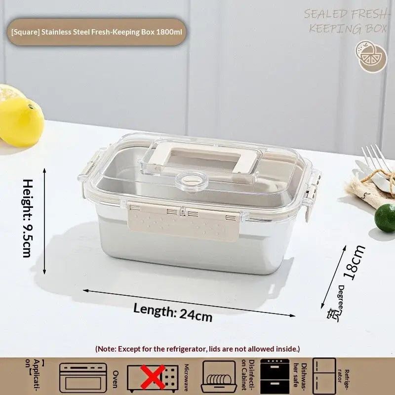 Stainless Steel Bento Box Large Capacity Microwave Safe Portable Lunch Box Food Storage Container for Work School Picnic