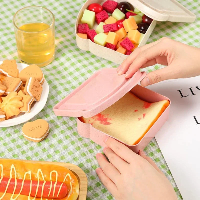 1/4PCS Sandwich Containers Lunch Box Toast Storage Box With Lid Eco-Friendly Lunch Food Container Microwavable Picnic Student
