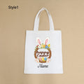 Custom Easter Tote Bag With Bunny And Floral Design, Personalized Name Shoulder Handbag For Spring Celebrations,