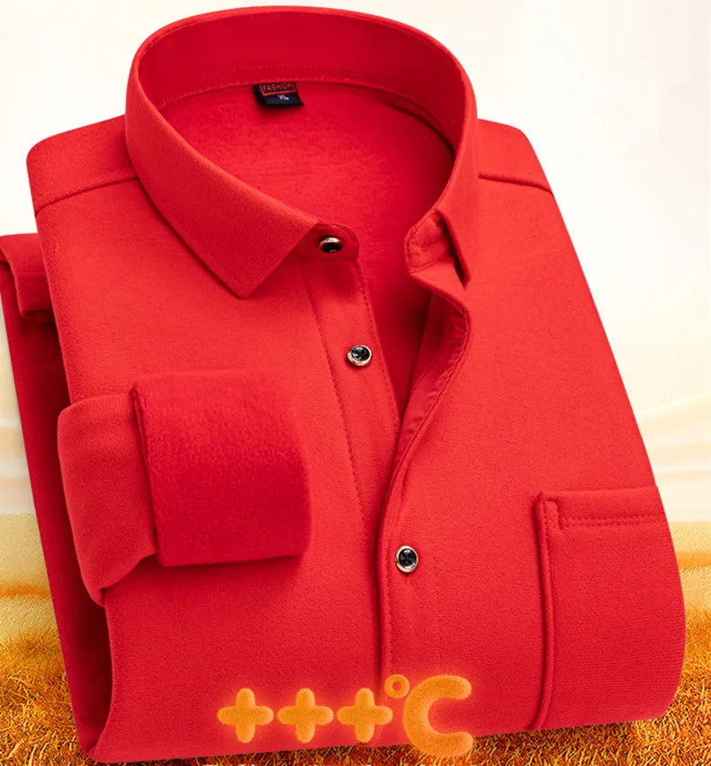 Plus Size 8XL 7XL 6XL Men's Thickene Shirt Long Sleeve Fleece Warm Winter Autumn Casual Soft Print Daily Thermal Male Clothing