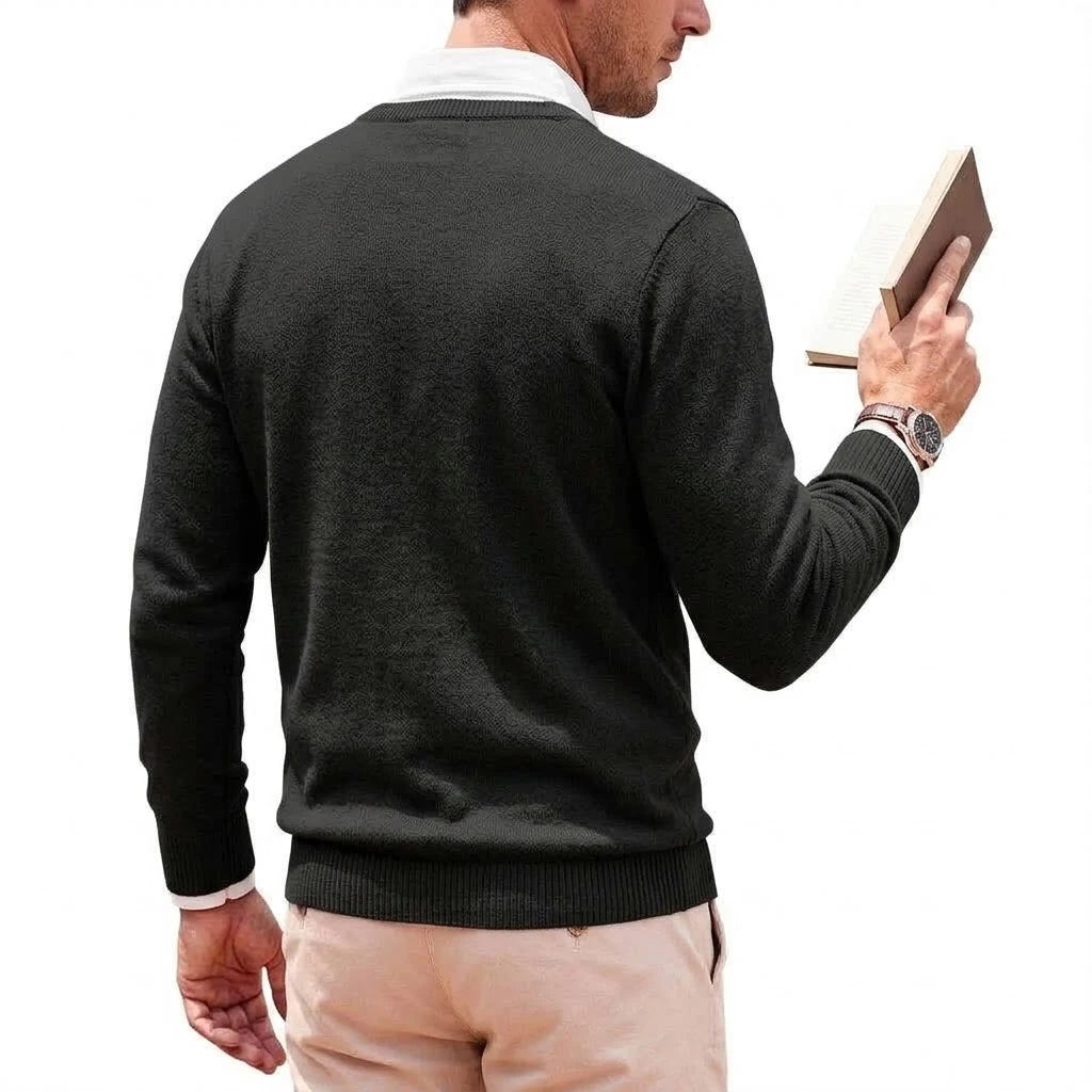 New Men's Casual Crewneck Knit Sweater Autumn Soft Jumper Elegant  Long Sleeve Business Pullover Winter Outwear Knitted Workwear